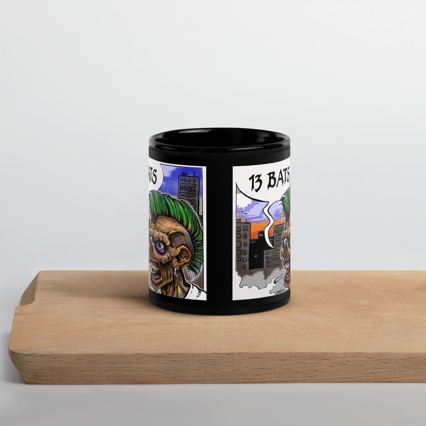 13 Bats Punk Colors Black Glossy Mug