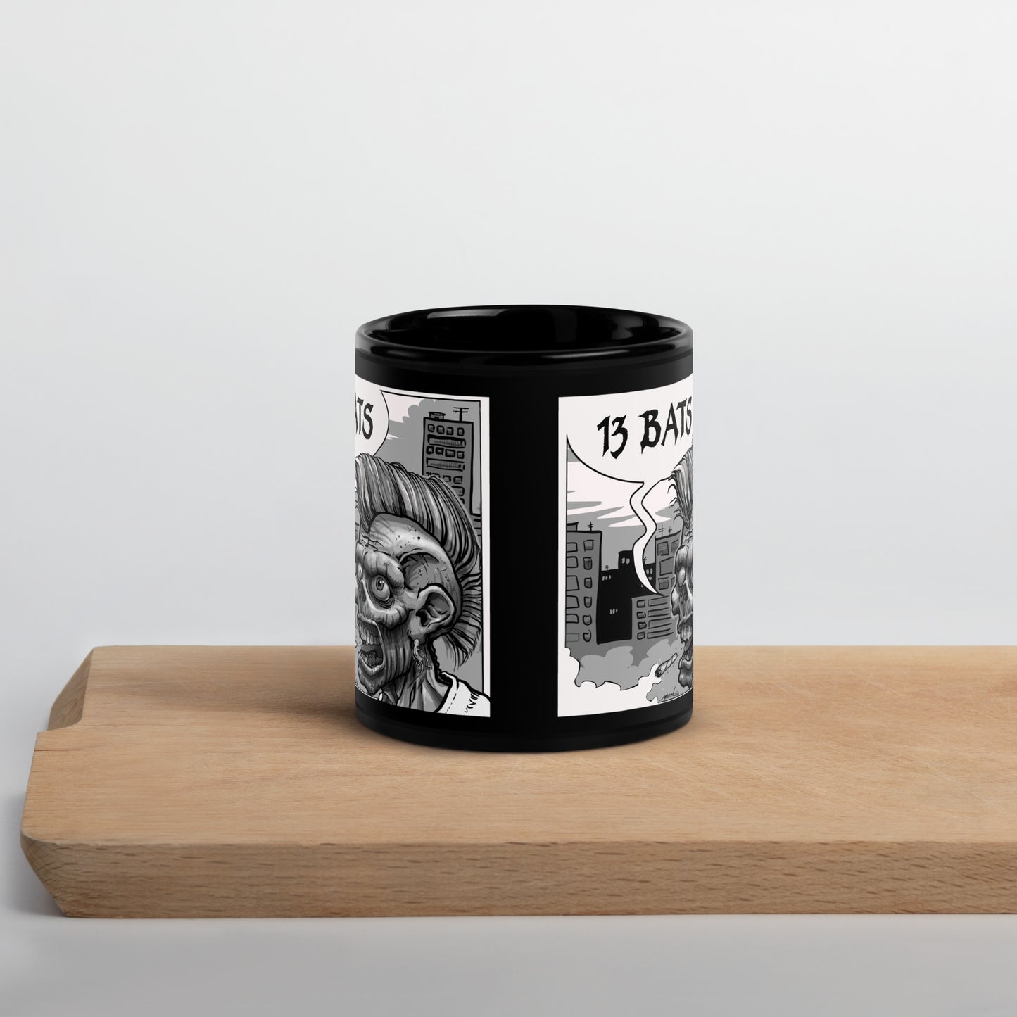13 Bats Punk BW Black Glossy Mug