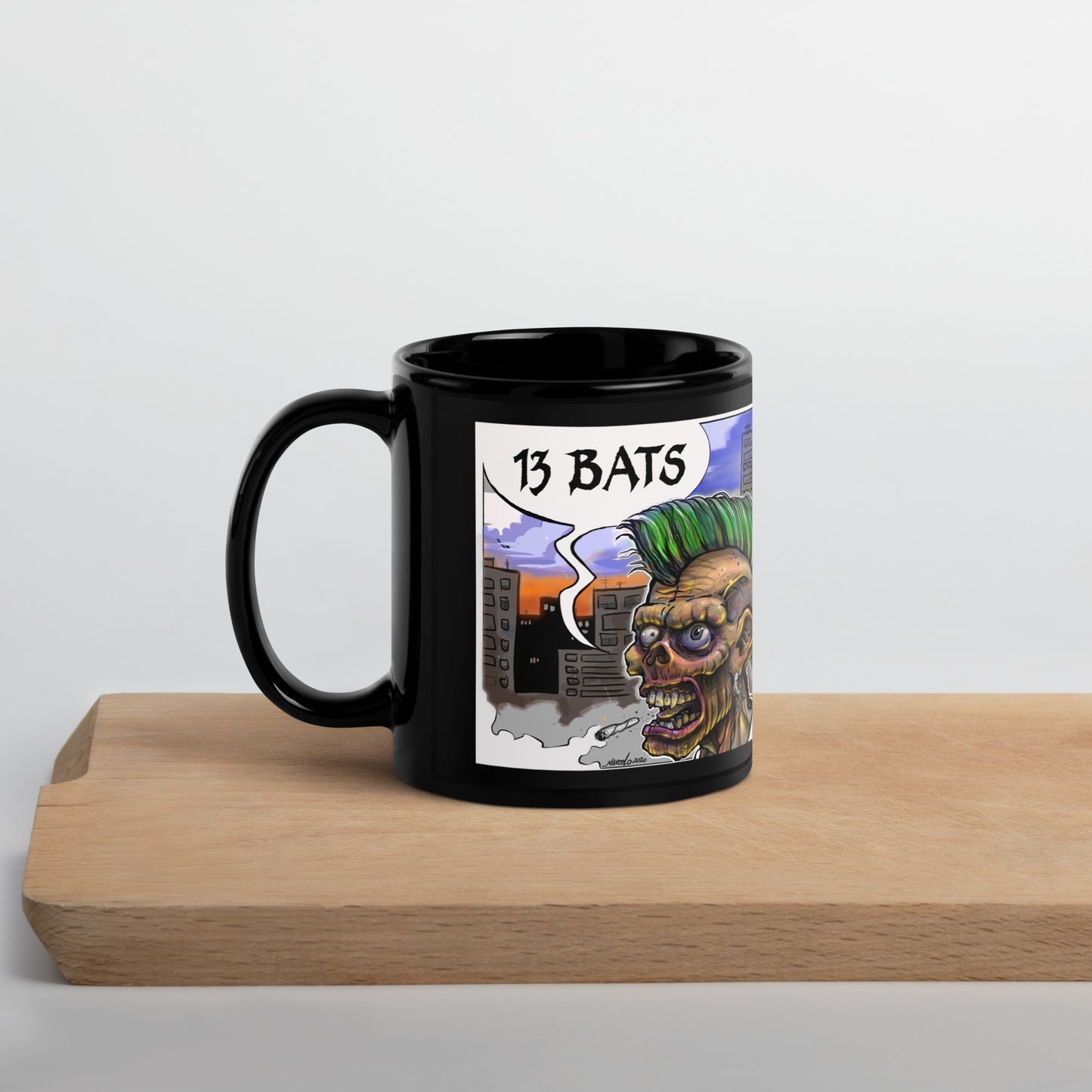13 Bats Punk Colors Black Glossy Mug