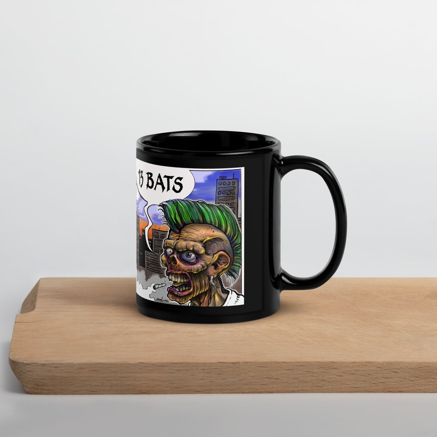 13 Bats Punk Colors Black Glossy Mug