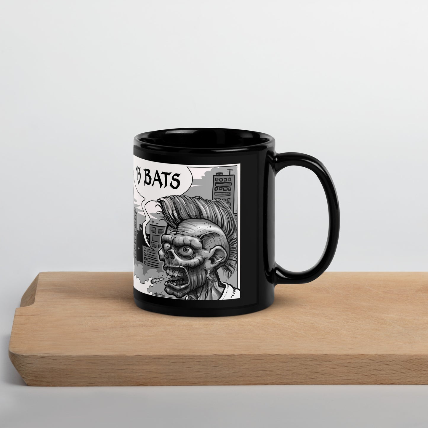 13 Bats Punk BW Black Glossy Mug