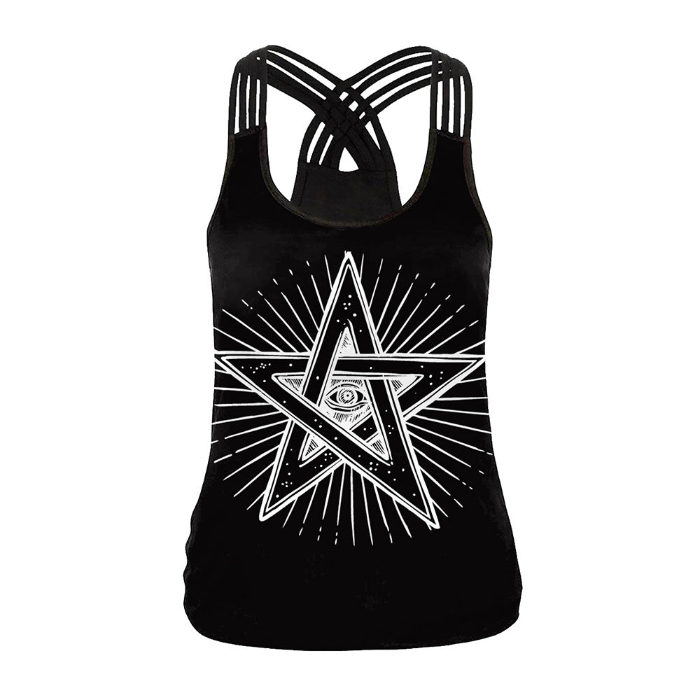 Women's Star Criss Cross Back Tank Top