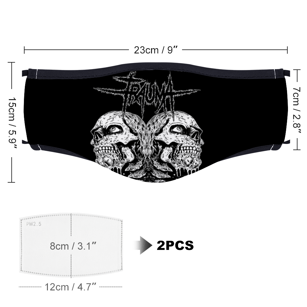 Trauma Skulls Adjustable Face Cover with Two Filters Non-medical