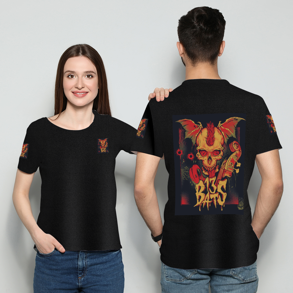13 Bats Skull Black T-Shirt