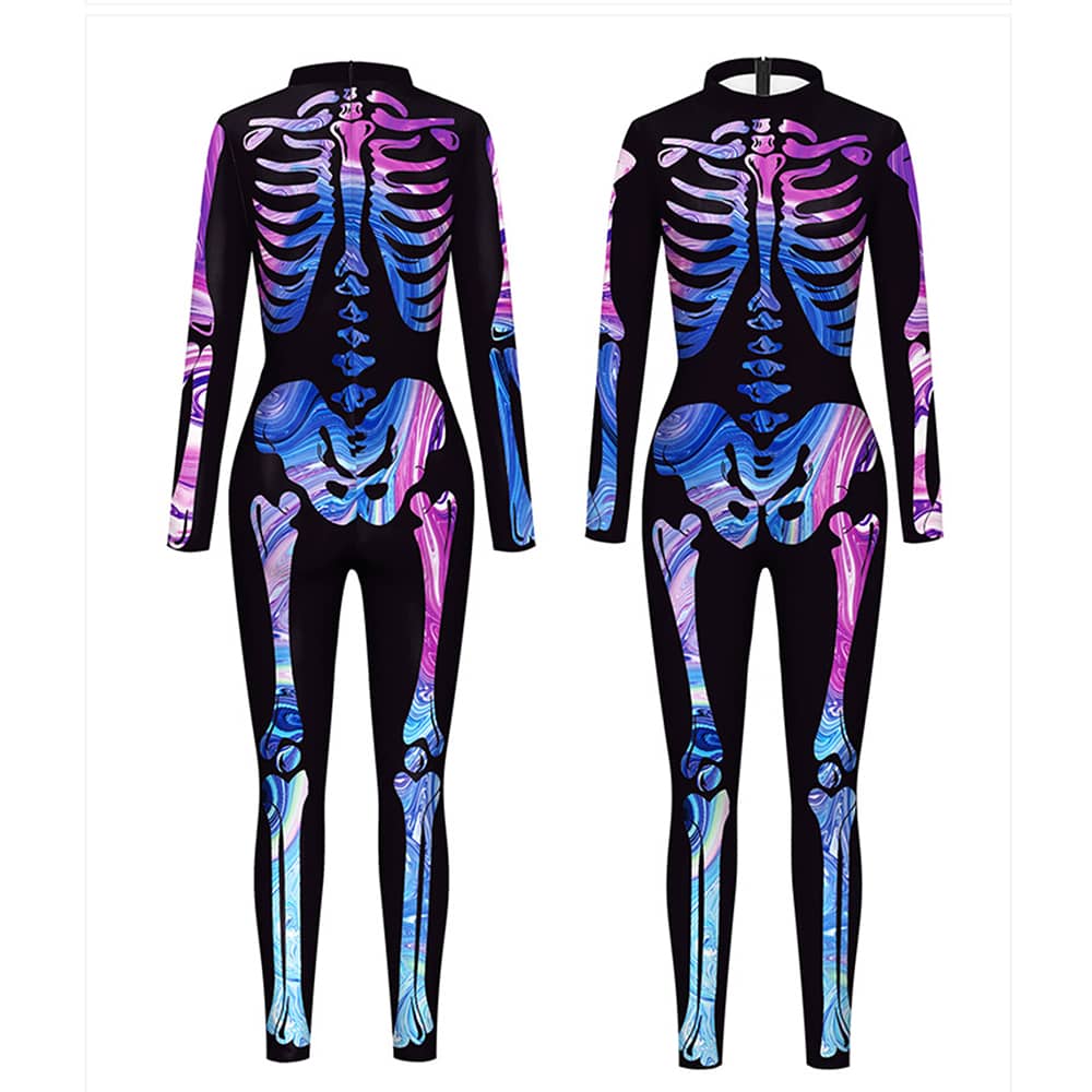 Halloween Women Skeleton Jumpsuits Black