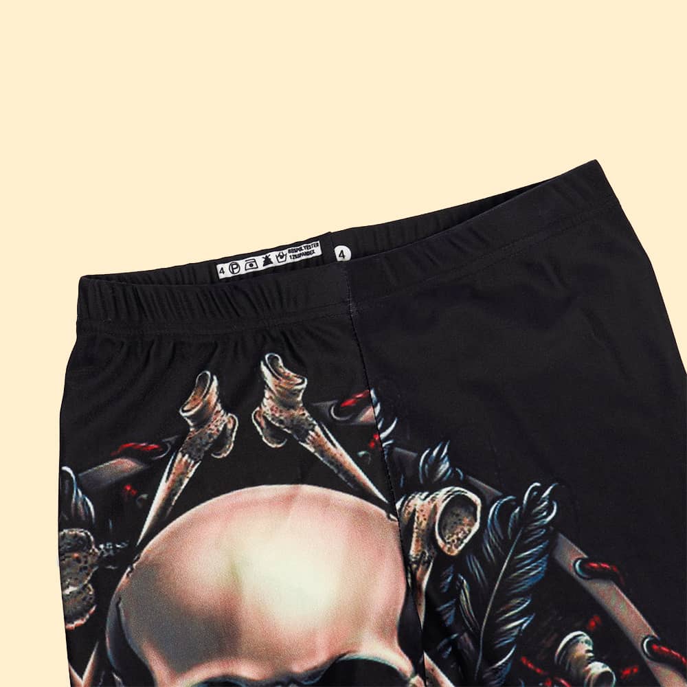 Skeleton Head 3D Print Skintight High-waisted Yoga Leggings for Ladies