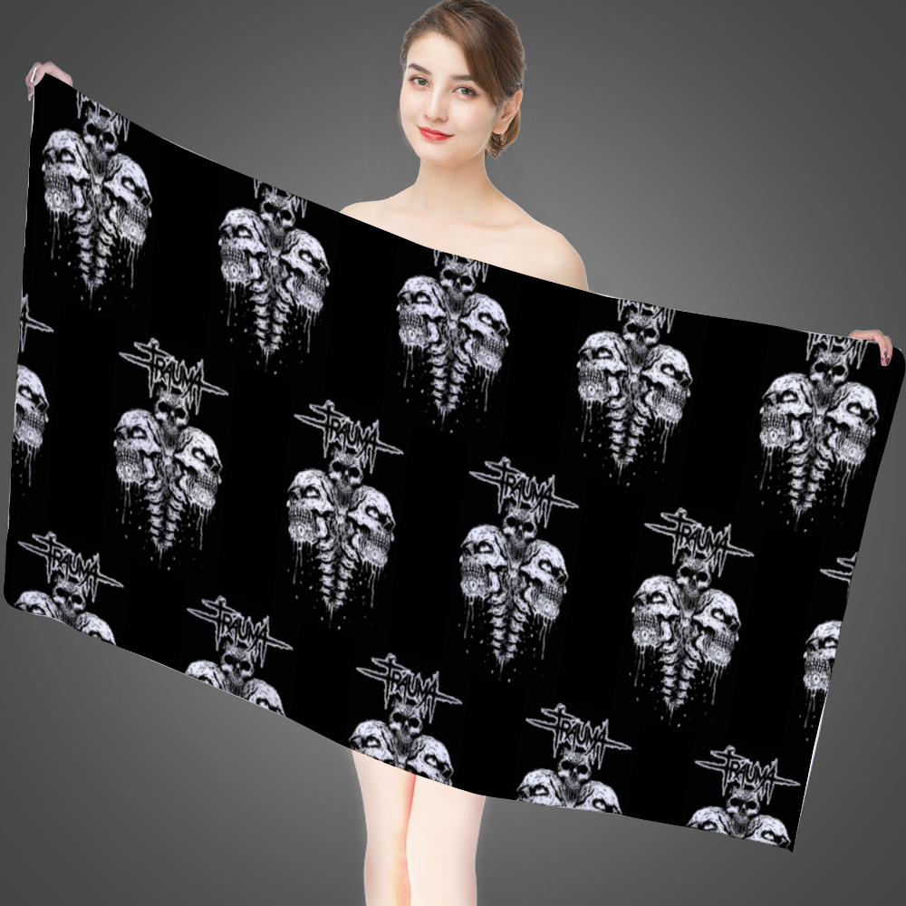 Trauma Black Skulls Bath Towel 20" x 39"