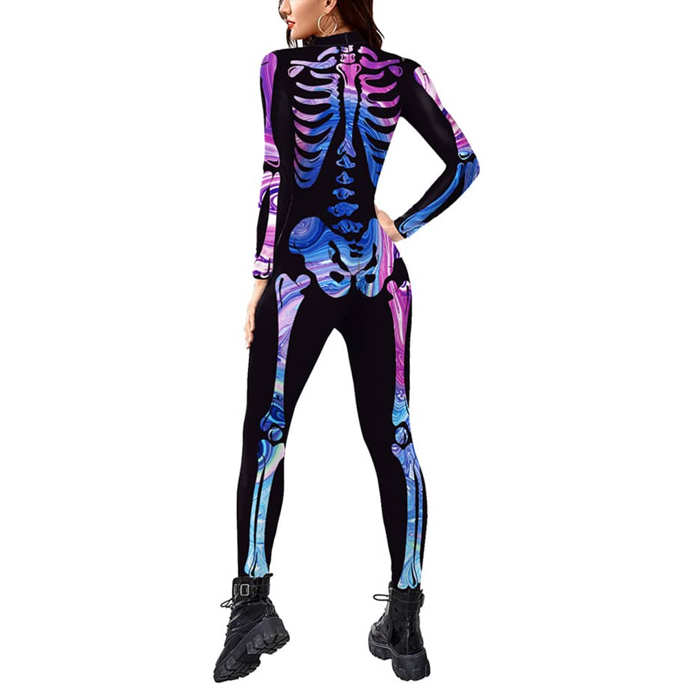 Halloween Women Skeleton Jumpsuits Black