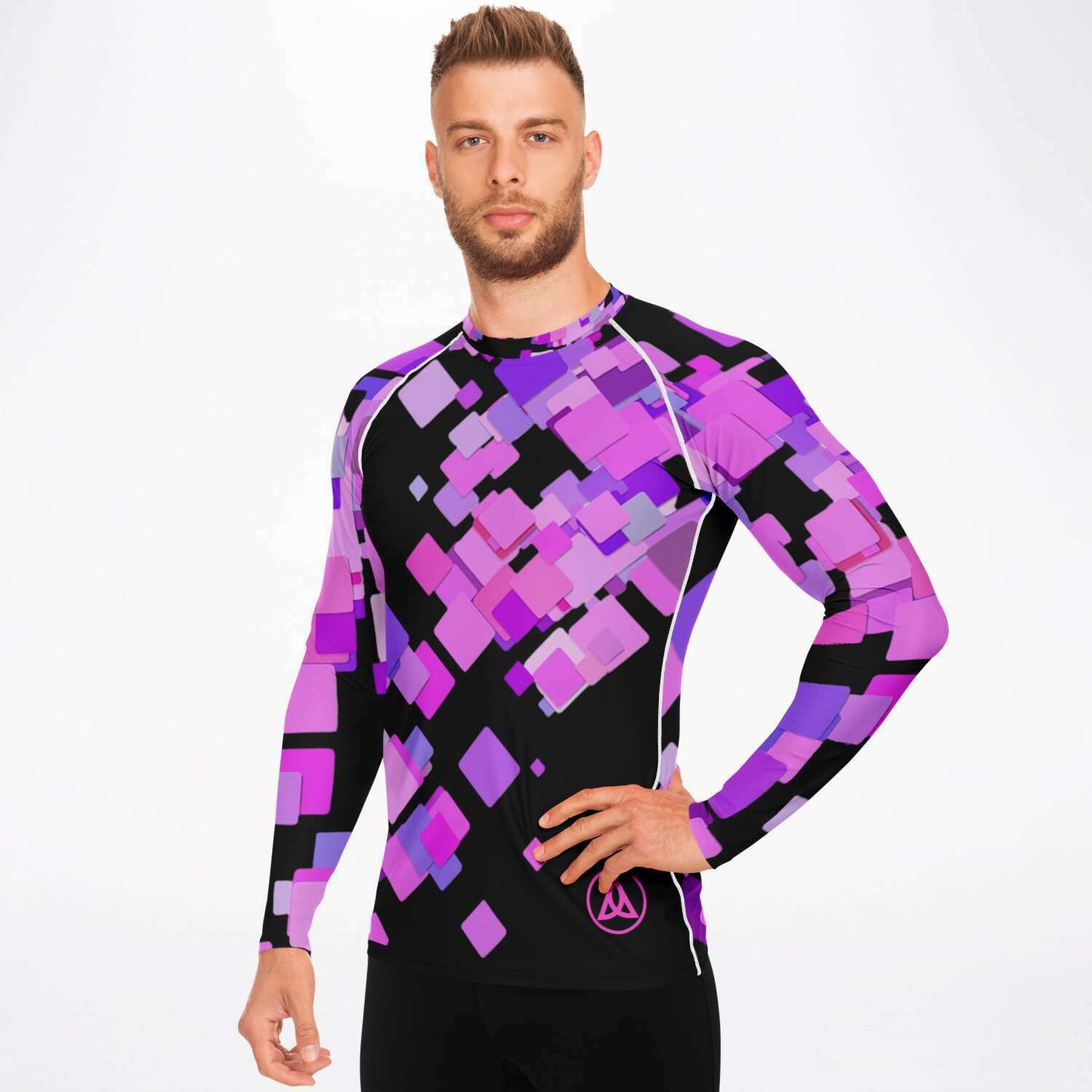 Polygon Black Purple Long Sleeve Rashguard