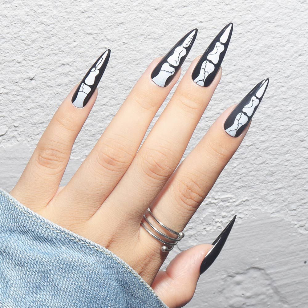 Skeletons Removable Fake Nails 24Pcs