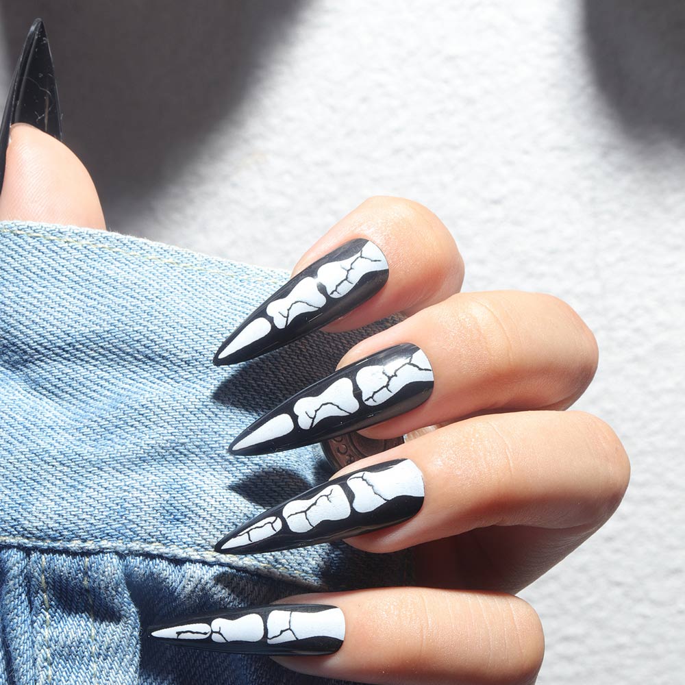 Skeletons Removable Fake Nails 24Pcs