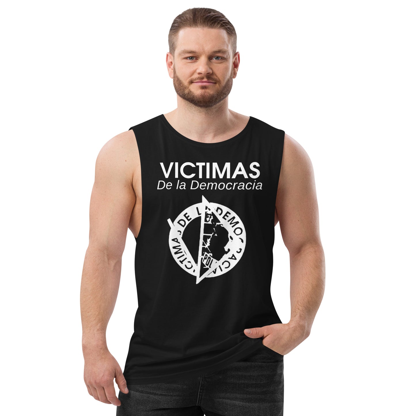 Victimas de la Democracia Men’s drop arm tank top