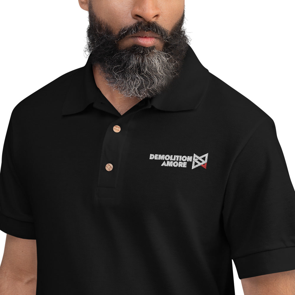 Demolition Amore Embroidered Polo Shirt Black