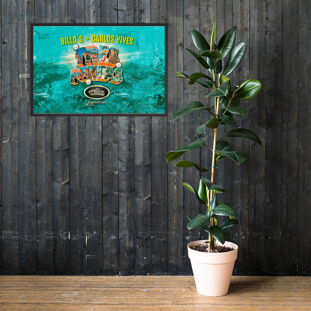 Póster con marco Billos Legendarios Carlos Vives Tres Perlas