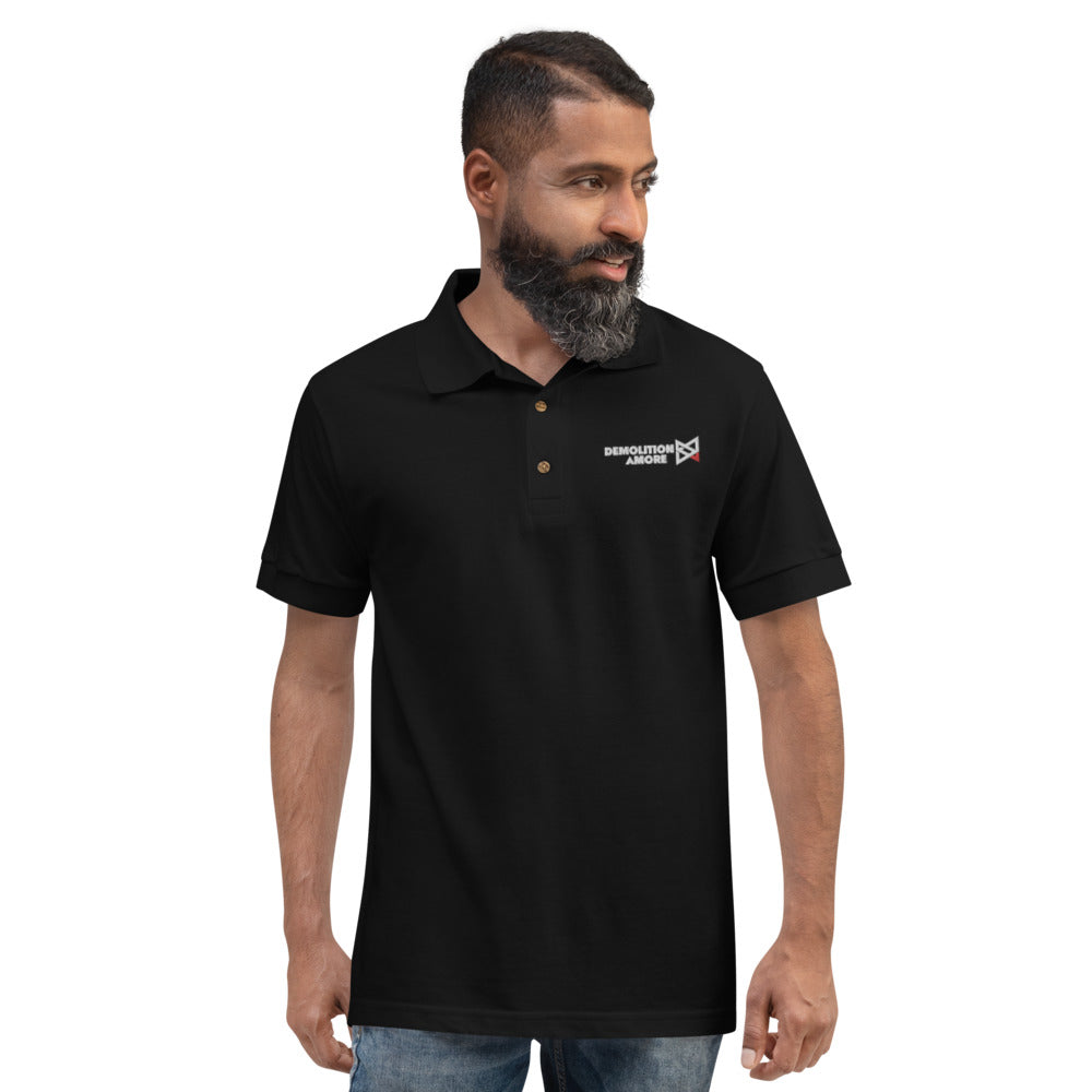 Demolition Amore Embroidered Polo Shirt Black