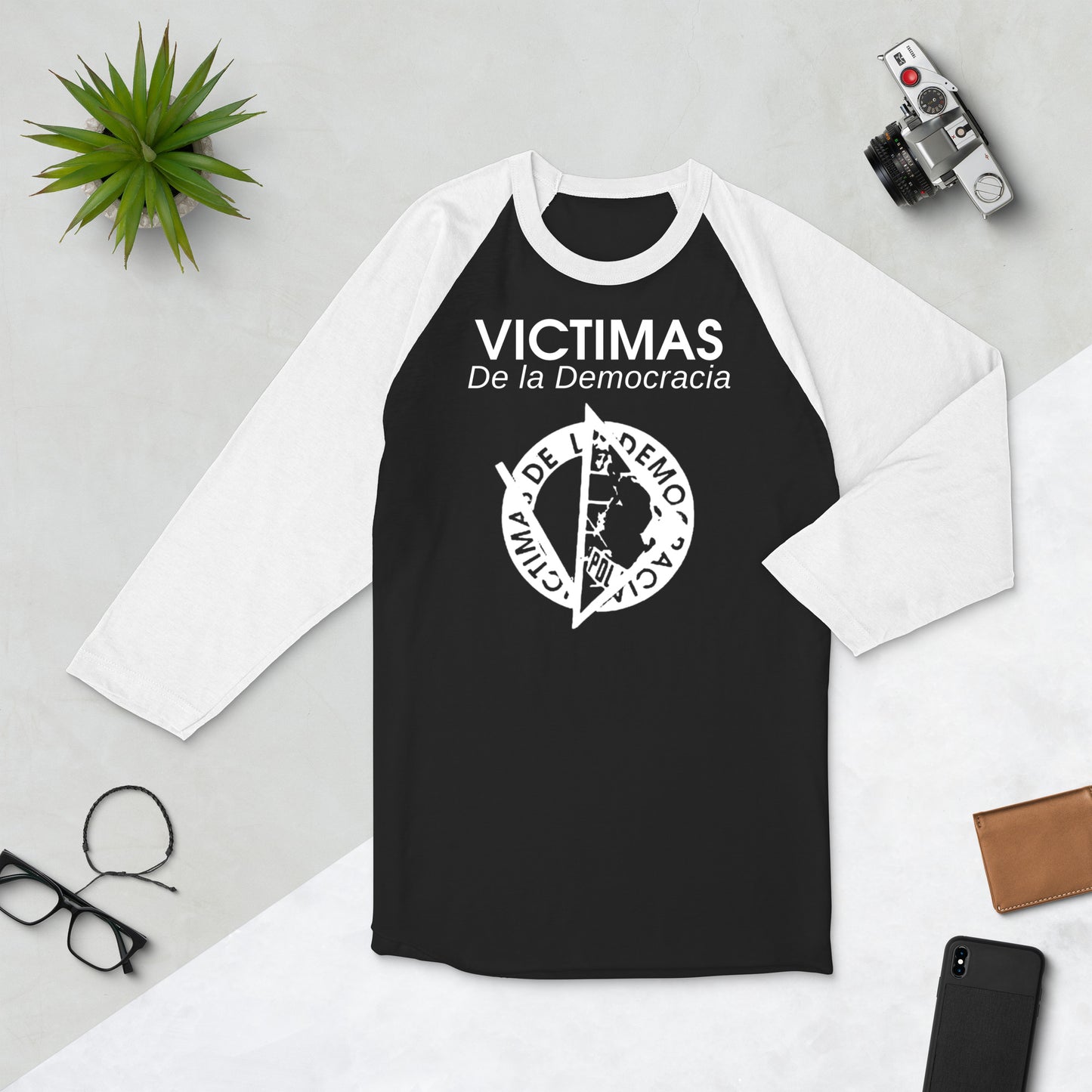 Victimas de la Democracia 3/4 sleeve raglan shirt