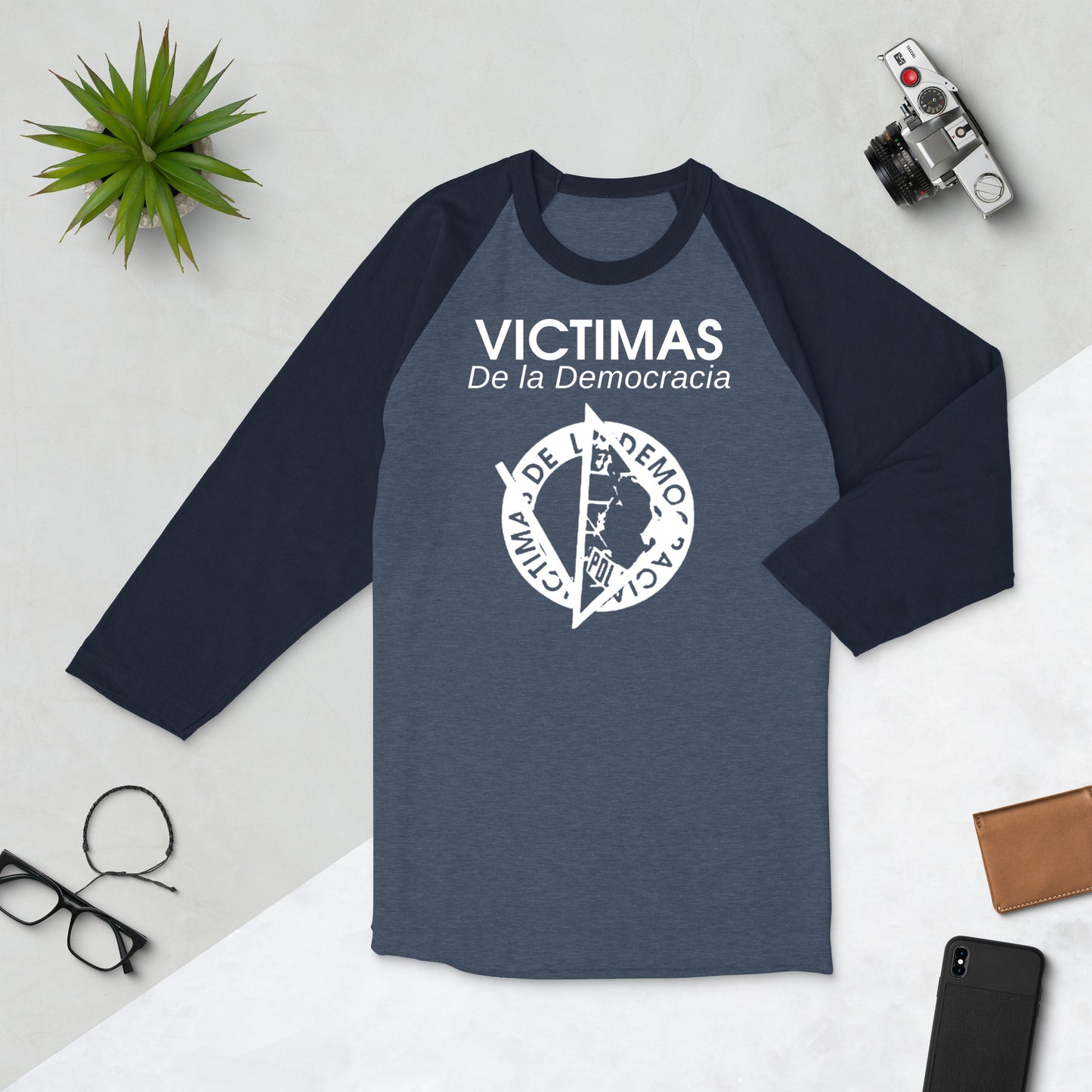 Victimas de la Democracia 3/4 sleeve raglan shirt