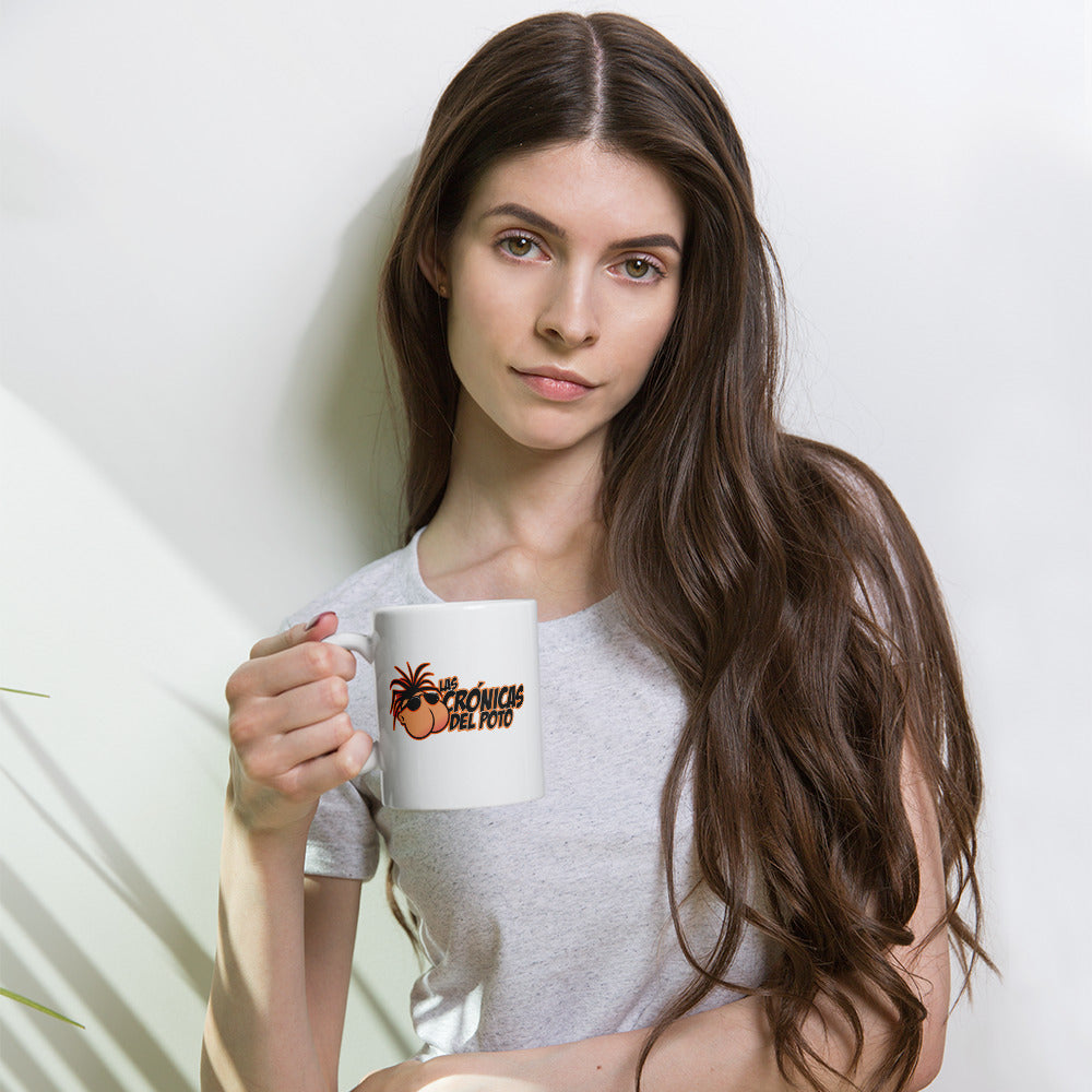 Las Cronicas del Poto White glossy mug