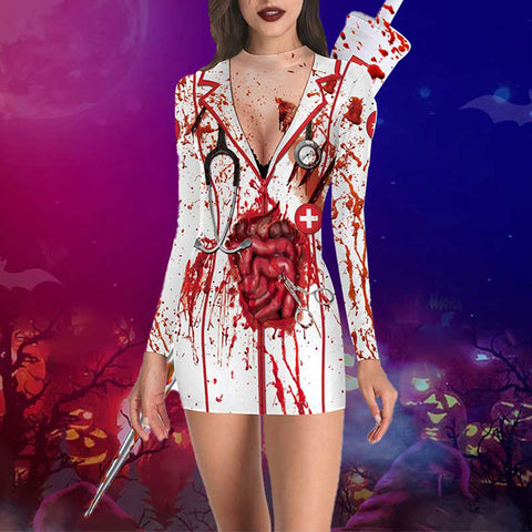 Zombie Nurse Halloween Costume Dress