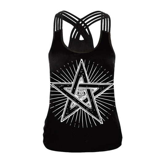 Women's Star Criss Cross Back Tank Top