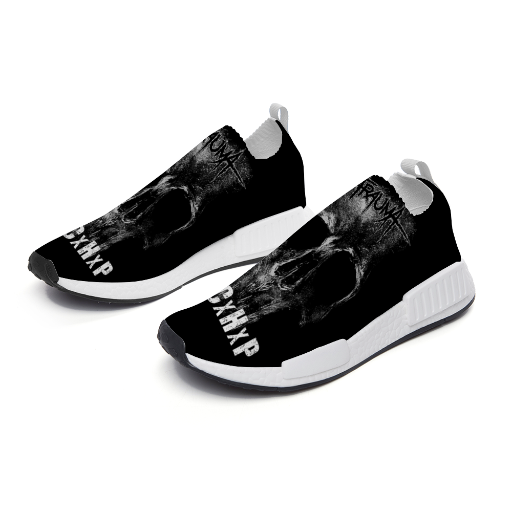 Trauma Skull Black Unisex Slip-On Leisure Shoes