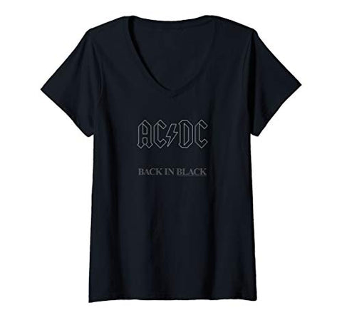 Womens AC/DC - Back in Black Album Artwork V-Neck T-Shirt