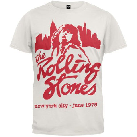 Rolling Stones Mick June 1975 NYC Vintage White T-Shirt