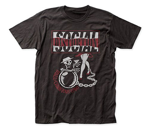 Social Distortion Ball and Chain Tour Fitted Jersey tee (Medium) Coal