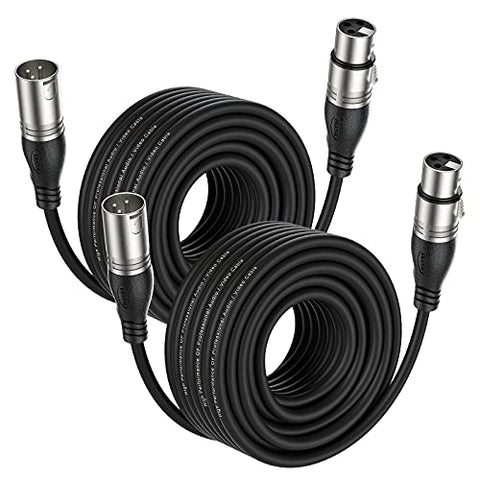 EBXYA XLR Cable 50ft 2 Packs - Premium Balanced Microphone Cable with 3-Pin XLR Male to Female Mic Speaker Cable, Black