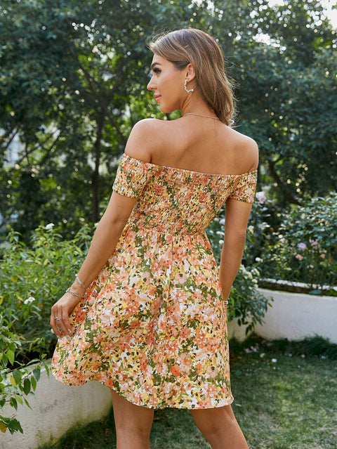 ERA By Daniela Floral Smocked Off-Shoulder Mini Dress