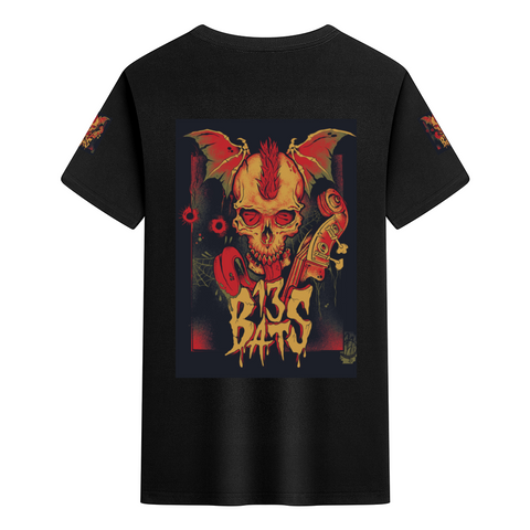 13 Bats Skull Black T-Shirt
