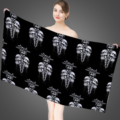 Trauma Black Skulls Bath Towel 20" x 39"