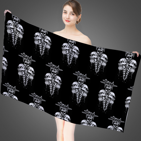 Trauma Black Skulls Bath Towel 20" x 39"