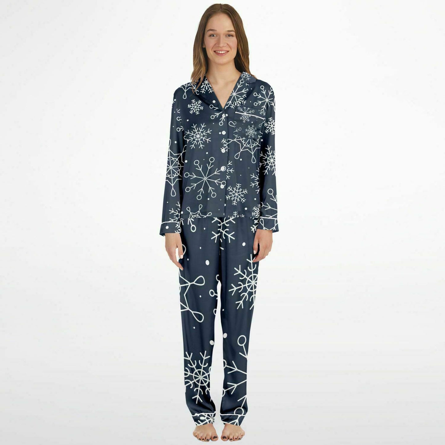 ERA Satin Pajama Blue Snowflakes