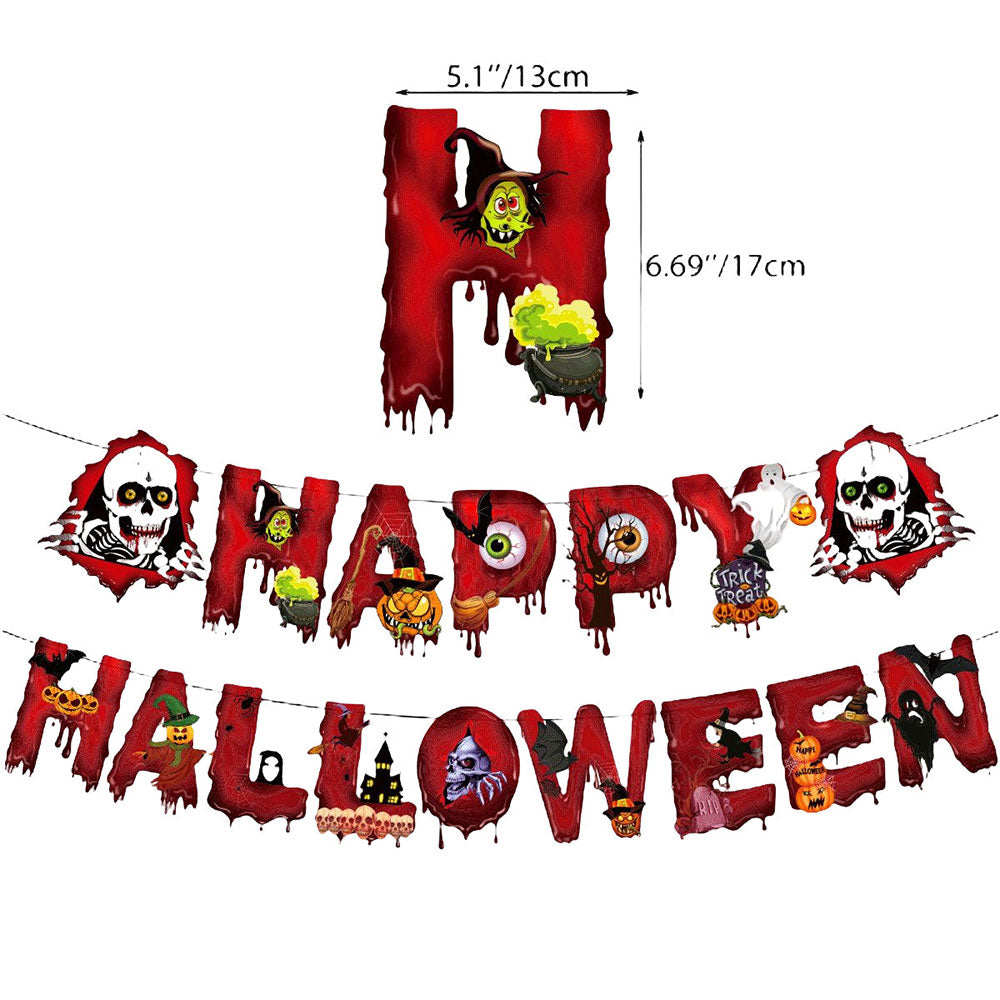 Halloween Skeleton Bloody Balloons Set Party Decor Balloon Flags
