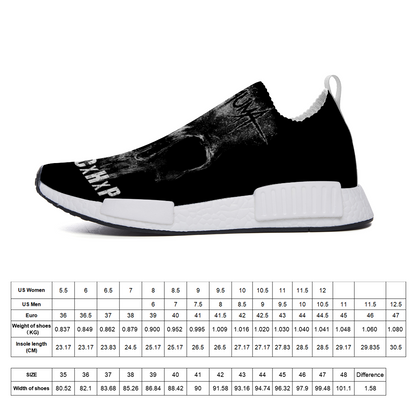 Trauma Skull Black Unisex Slip-On Leisure Shoes