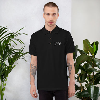 DellaFe Black Embroidered Polo Shirt