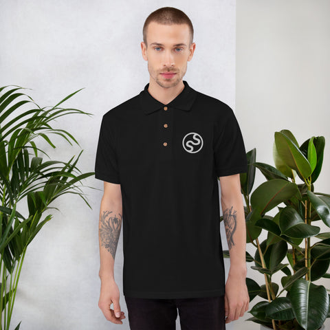 Star Swims Black Embroidered Polo Shirt