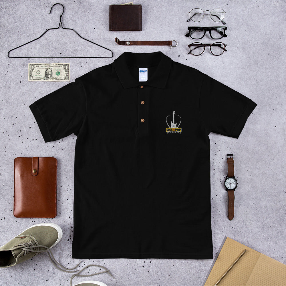 Rock & Pop Venezuela Black Embroidered Polo Shirt