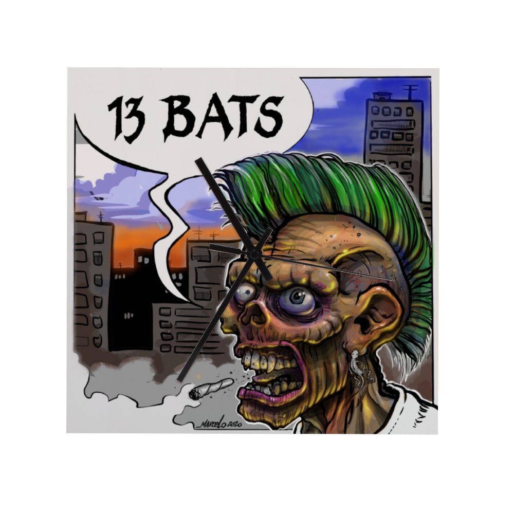 13 Bats Punk Colors Wall Clock