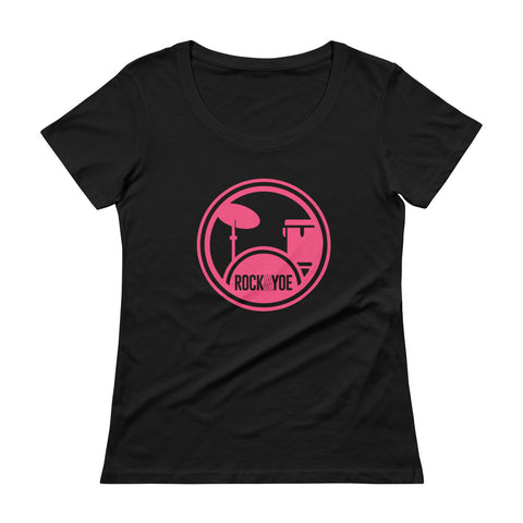 Camiseta con cuello redondo para mujer Rock & Yoe Black Pink