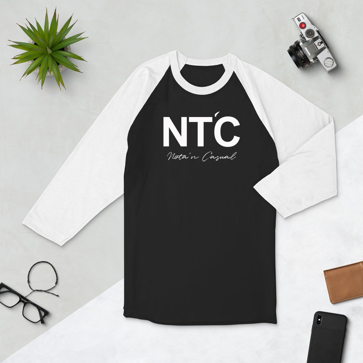 No Tan Casual 3/4 sleeve raglan shirt