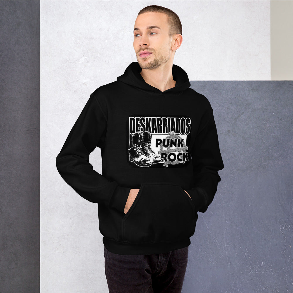 Sudadera Blanca Deskarriados Punk Rock con capucha unisex