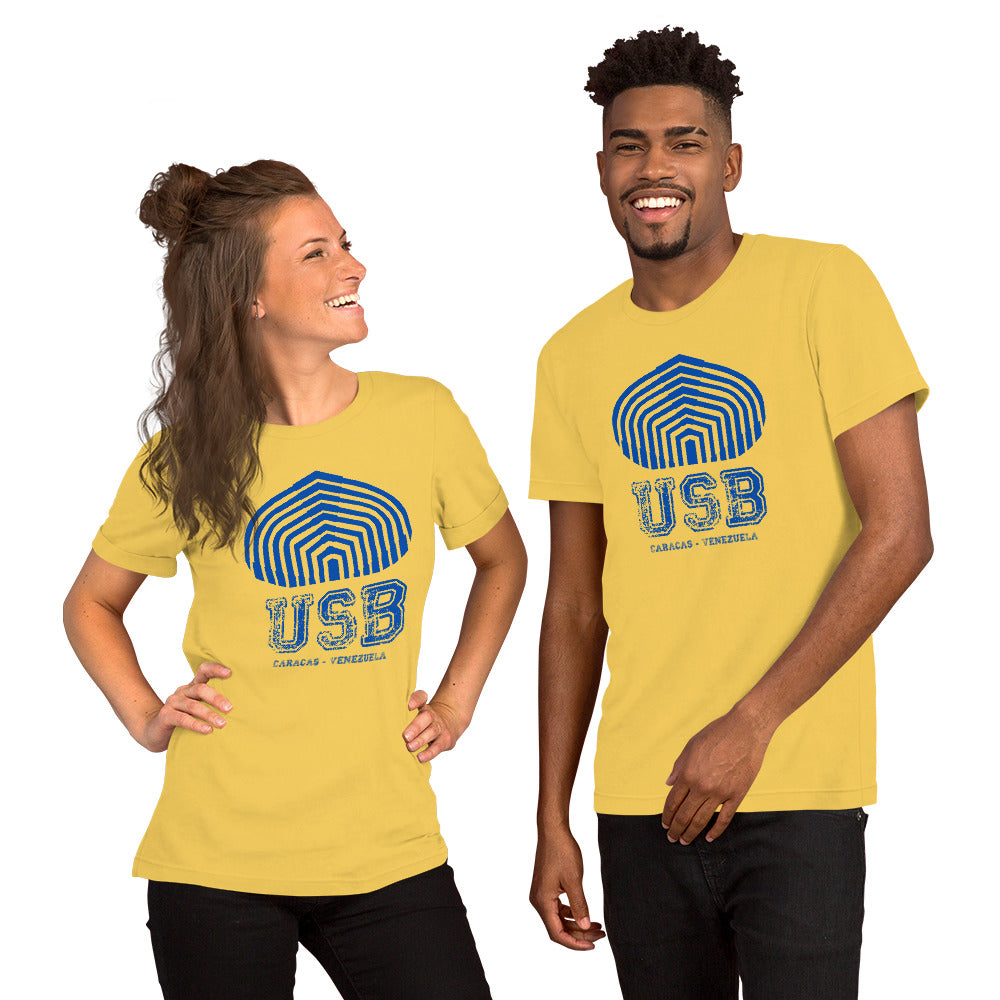 Camiseta USB de manga corta unisex Amarillo Azul